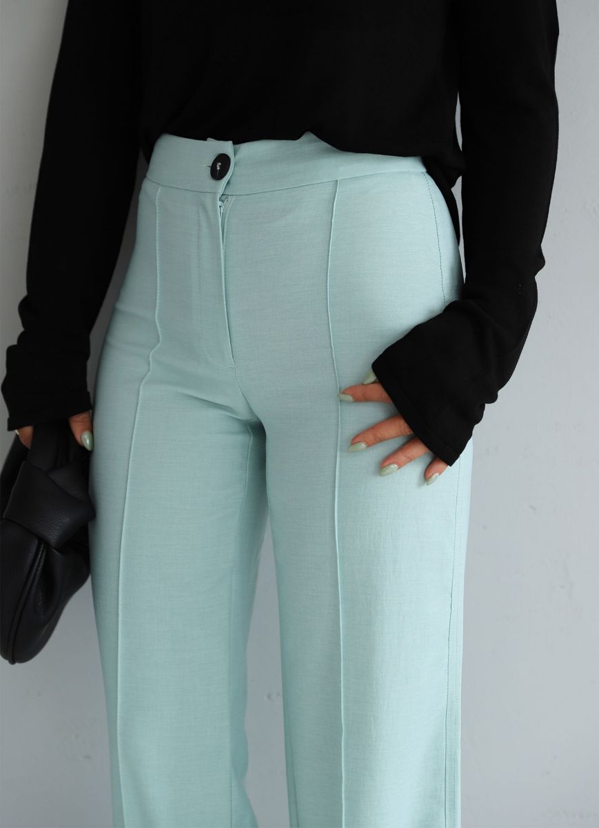 Mint Yeşili Dikiş Detay Pantolon   resmi