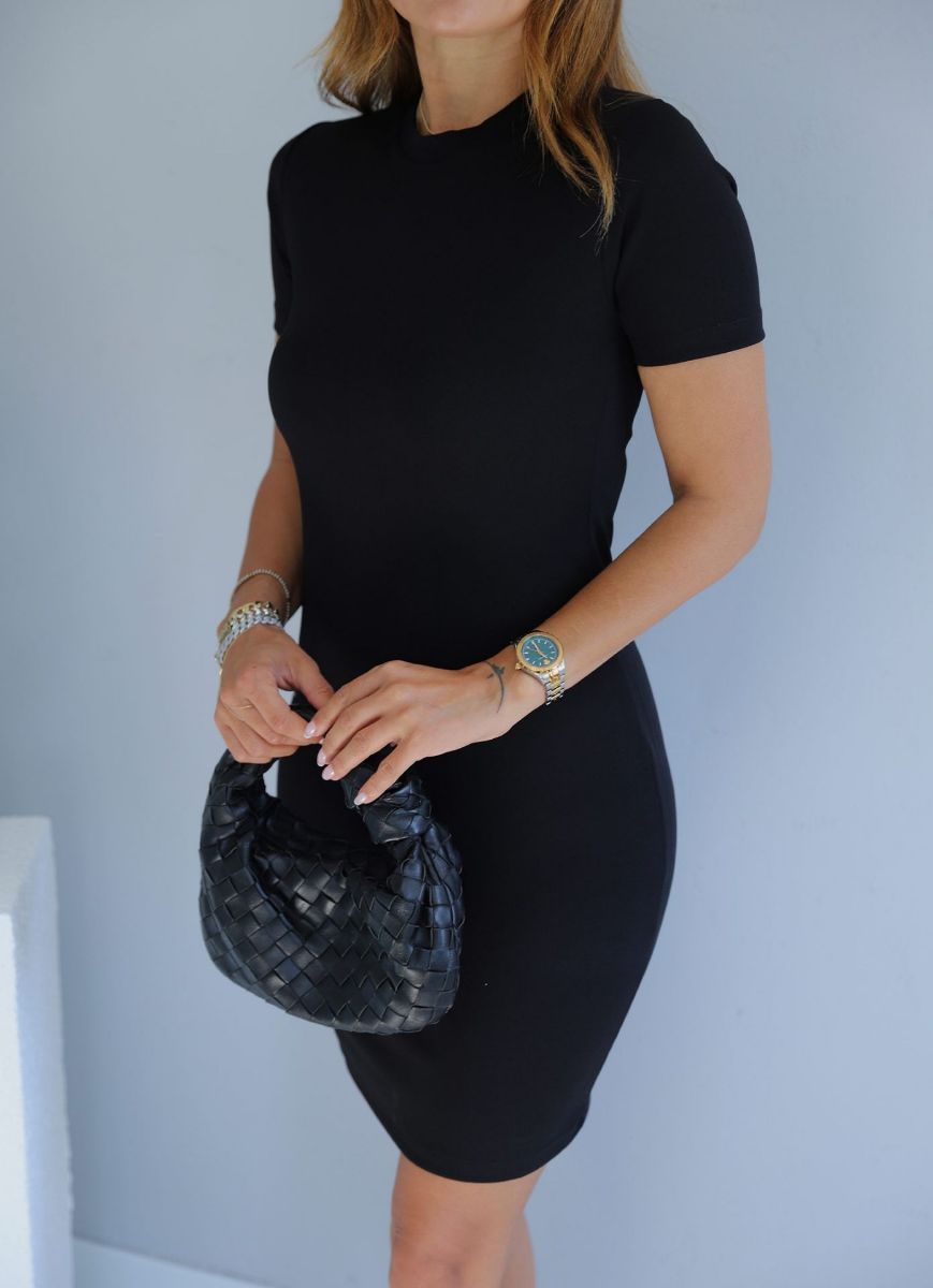 Siyah Kısa Kol Basıc Elbise   resmi