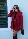 Bordo Astarlı Süet Blazer Ceket