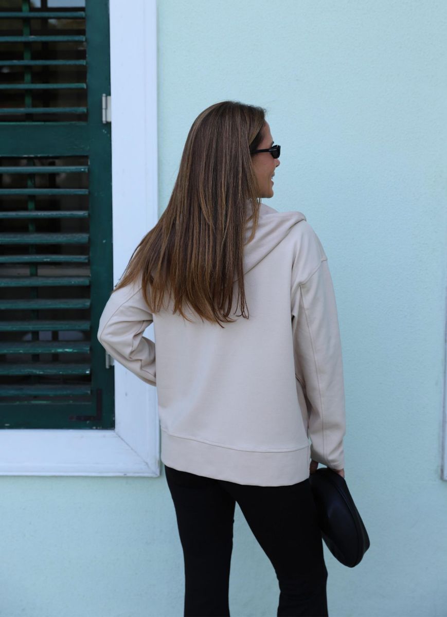 Beige Fermuarlı Sweat Ceket   resmi